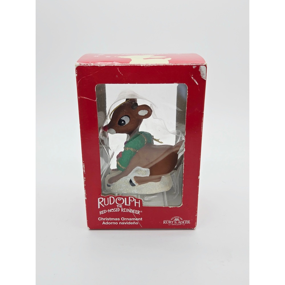 Vtg Kurt S Adler Rudolph Red-Nosed Reindeer Wreath Christmas Ornament ZWMRU0100C